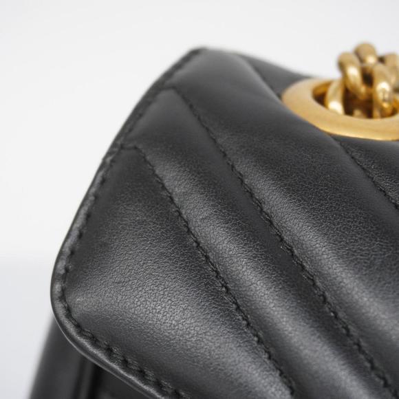 Gucci Shoulder Bag GG Marmont 443497 Leather Black Women's - Picture 10 of 13